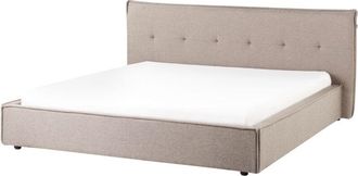 Beliani Beliani - Cama Con Somier Tapicer&iacute;a De Tela Patas Negras Con Cabecero Y Somier Dormitorio Gris Pardo 180 X 200 Cm Lestre