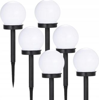No Brand L&aacute;mpara De Jard&iacute;n Led Con Energ&iacute;a Solar, Globo Esf&eacute;rico Blanco, 10 Cm, Juego De 6 Unidades