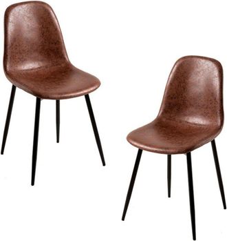 Regalos Miguel Packs Sillas Comedor - Pack 2 Sillas Black Teok Polipiel - Café Vintage