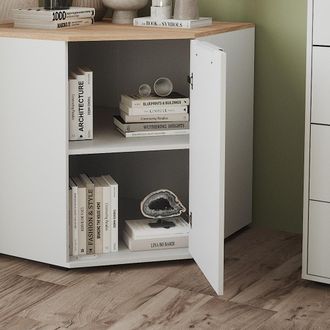 Vicco Aparador Betti, Blanco/sonoma, 77.9 X 77.9 Cm Con 1 Puerta