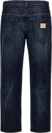 Dolce & Gabbana Frayed Side-Seam Stitching Jeans - Navy