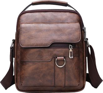 Generic Messenger Bag for Men - Retro PU Leather Shoulder Bag Shoulder Bag with Adjustable Strap | Large Capacity Portable Bag for Men, Large Capacity Work Ba