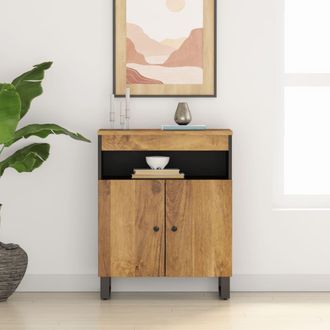 vidaXL Aparador Con 2 Puertas Madera Maciza De Mango 60x33x75 Cm Vidaxl