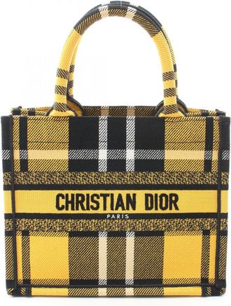 Dior Black White Yellow Canvas Tote Bag (Pre-Owned)