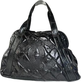 Chanel Pre-owned Handbags, female, Black, Size: ONE SIZE Pre-owned Vintage Patent Bowling Bag