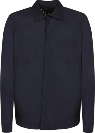 Herno Overhemden, Heren, Blauw, XL, Ripstop Stof Overshirt