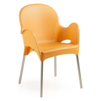 Dmora Silla De Exterior Vashti, Una Silla, Apilable Hecha En Italia, Con Brazos, Naranja