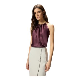 Pinko Pinko, Dames, Tops, Paars, Maat: M Satijn