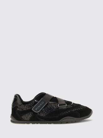 Pinko Sneakers Mary Jane in pelle scamosciata con paillettes e chiusura a strappo