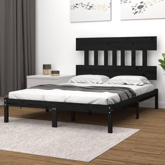 vidaXL Estructura De Cama De Madera Maciza Negra 140x190 Cm Vidaxl