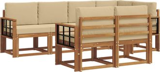 vidaXL Conjunto De Sof&aacute;s De Exterior 7 Uds. Natural Y Beige Vidaxl