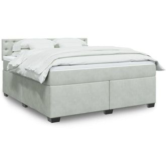 vidaXL Vidaxl - Cama Box Spring Con Colch&oacute;n Terciopelo Gris Claro 180x200 Cm