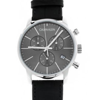 Calvin Klein City Chronograph Horloge - Dames - Horloges - Grijs - ONE Size - Leer - Accessoires