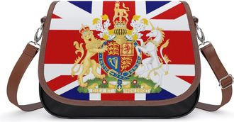 Generic British Flag United Kingdom UK Leather Crossbody Bags for Women Messenger Handbag Purse Shoulder Bag