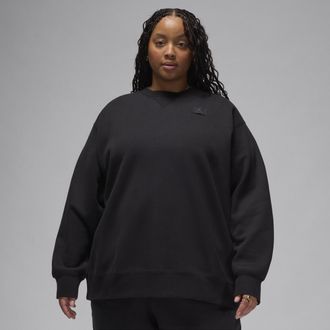 Nike Jordan Womens Jordan Flight Fleece Crew-Neck Sweatshirt (Plus Size) in Black | FV7055-010