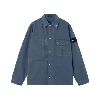 Stone Island Light Jackets, male, Blue, Size: S Overshirt V0021