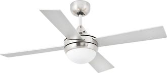 Netlighting Mini 2 Light Small Ceiling Fan Matt Nickel Grey Maple with Light E14