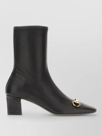 Gucci mid calf boots block heel hardware