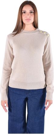 Barbour Penny Ronde Hals Trui - Dames - Ronde hals truien - Beige - M - Wol - Truien & Vesten