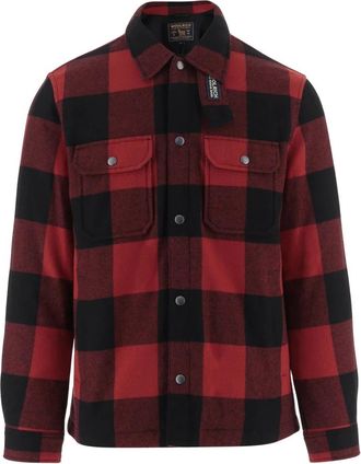 Woolrich Overhemden, Heren, Rood, L, Wol, Geruite Wolmix Overhemd