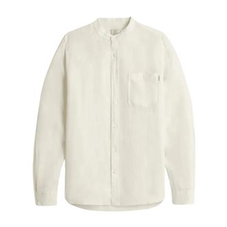 Woolrich Garment-Dyed Pure Linen Shirt - Heren - Casual Overhemden - Wit - XL - Linnen - Overhemden