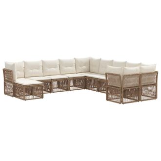 vidaXL Conjunto De Sof&aacute;s De Jard&iacute;n 11 Pcs Beige Rat&aacute;n Sint&eacute;tico Vidaxl