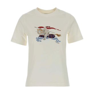 Burberry T-Shirts, female, White, Size: XS Cotton T-Shirt