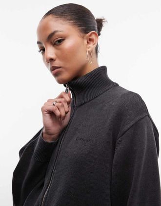 Carhartt Work in Progress Kori - Giacca in maglia nera con zip-Nero
