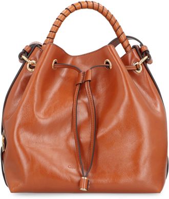 Chlo&eacute; Womens Bucket Bag Marcie Leather Saddle Brown Calf