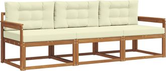 vidaXL Conjunto De Sof&aacute;s De Exterior 3 Uds. Natural Y Crema Vidaxl