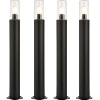 Loops 4 PACK Outdoor Bollard Post Light - 15W E27 LED - 800mm Height - Stainless Steel in Metallics