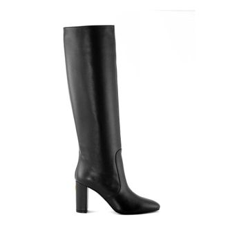 Via Roma 15 Heeled Boots, female, Black, 7 UK, Black Leather High Boot with V Logo