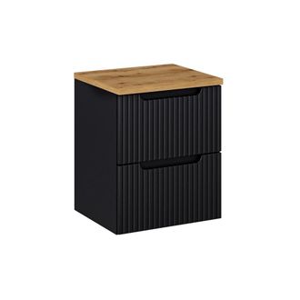 Petits Meubles Mueble bajo lavabo 50cm 2 cajones paneles de melamina y mdf negro