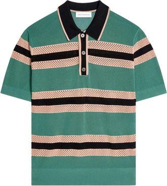 Dries Van Noten Mercy Stripe MK Polo - Heren - Polos - Groen - XL - Tops