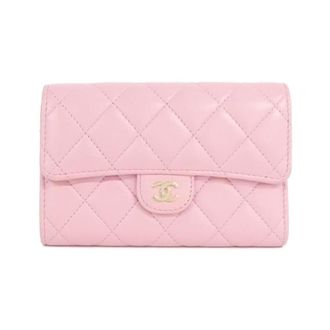 Chanel Pink Leather Wallet (Tri-Fold) (Pre-Owned)