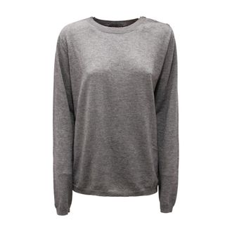 Max Mara Schermo Wollen Trui - Dames - Ronde hals truien - Grijs - L - Wol - Truien & Vesten