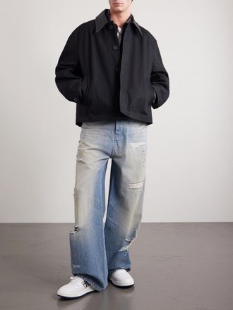 Amiri Straight-Leg Distressed Studded Jeans