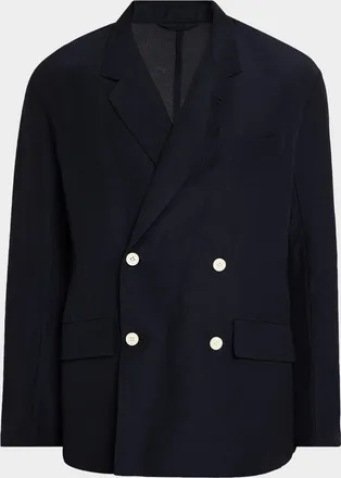 Emporio Armani Men & apos;s Oversized Linen Blend Double-Breasted Blazer