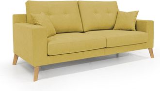 Divani.Store Danish Sof&aacute; Moderno De Tela Suave E Impermeable 186 Cm Amarillo