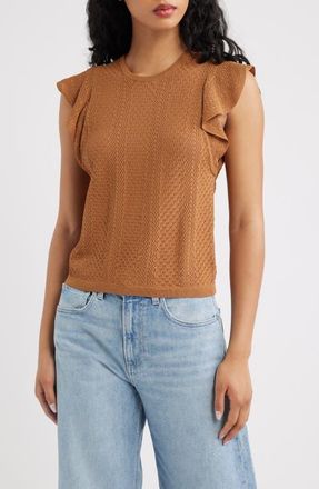 Paige Margo Mixed Stitch Knit Top in Desert Brown at Nordstrom, Size Xx-Small