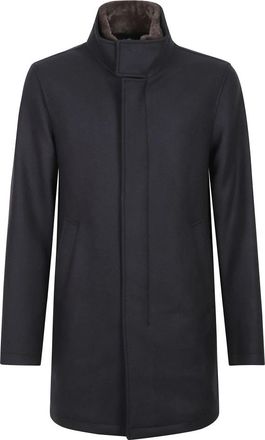 Herno Abrigo con cuello alto e interior en contraste - Coats - Hombre - Azul - 2XL