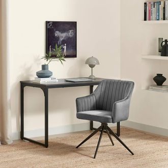 Furniturebox Calla Grey Velvet Swivel Office Chair