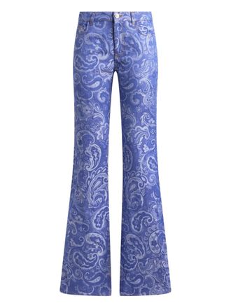 Etro paisley-jacquard flared jeans - Blue