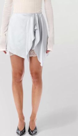 Acne Studios satin asymmetric ruffled mini wrap skirt