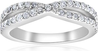 Pompeii3 3/8Ct Diamond Crossover Infinity Stackable Wedding Band Twist Ring White Gold Size Selectable