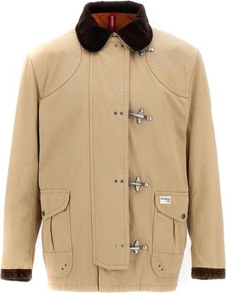 Fay Beige Katoenen Jas met Zakken - Heren - Zomerjassen - Beige - XS - Katoen - Jassen