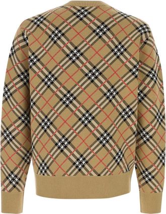 Burberry Mens Schk Sweater Beige Cotton Wool Polyamide