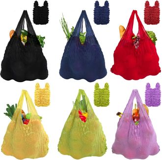 Generic 6 Pieces Magic Stretch Bags, Large Capacity Pleated Expandable Shopping Bags, Reusable Foldable Grocery Tote Portable for Shopping, Travel, Groceries,