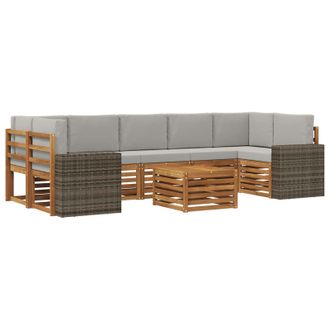 vidaXL Conjunto De Sof&aacute;s De Exterior 8 Uds. Natural Y Gris Claro Vidaxl
