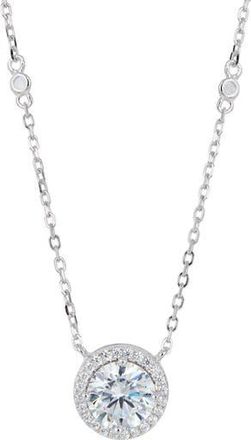 Savvy Cie Jewels Brilliant Cubic Zirconia Halo Pendant Necklace in White at Nordstrom Rack